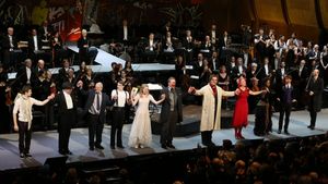 Kyle Brenn, Alan Gilbert, Stephen Sondheim, Jay Armstrong Johnson, Erin Mackey, Phili Photo