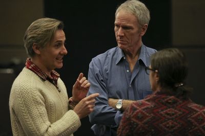 Director Jonathan Butterell, Brian Sutherland, and Diane Sutherland Photo