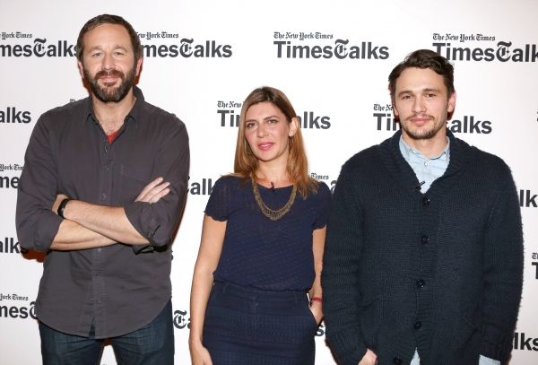New York Times reporter Melena Ryzik with Chris O'Dowd and James Franco Photo