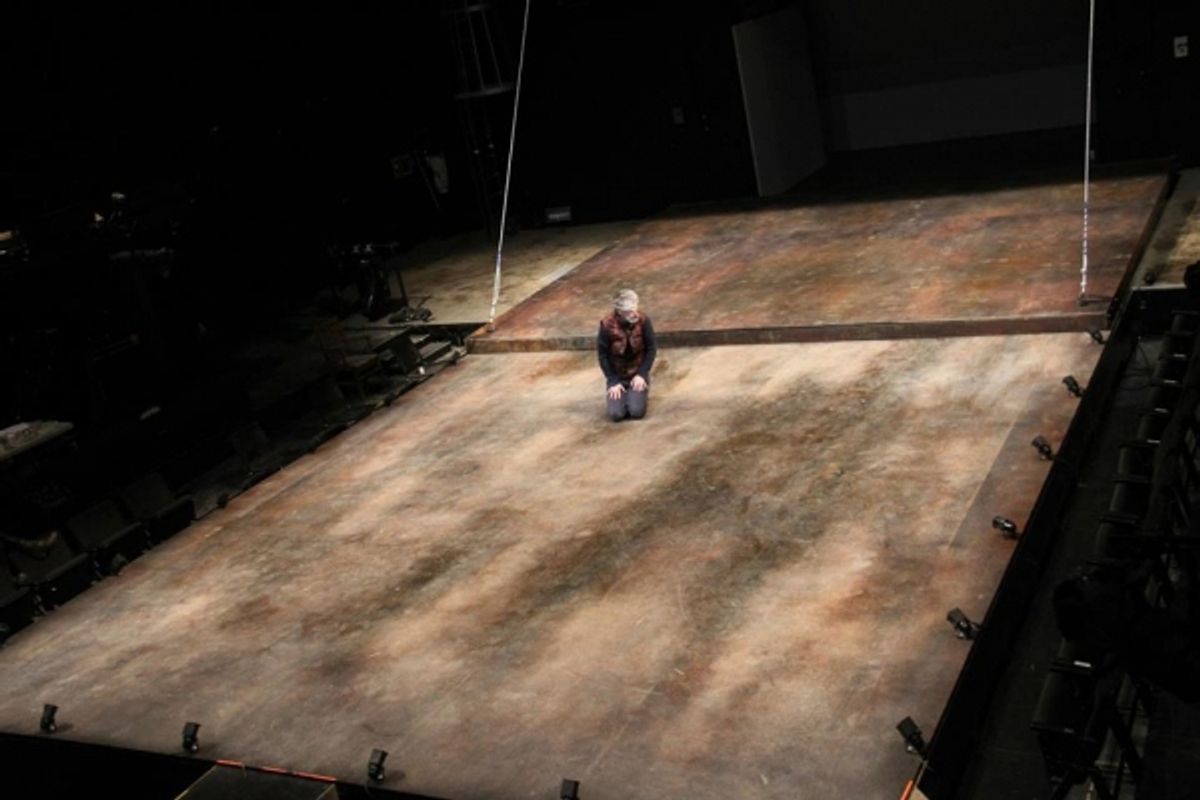 Christopher McCann as Gloucester on the set by Riccardo Hernandez at 