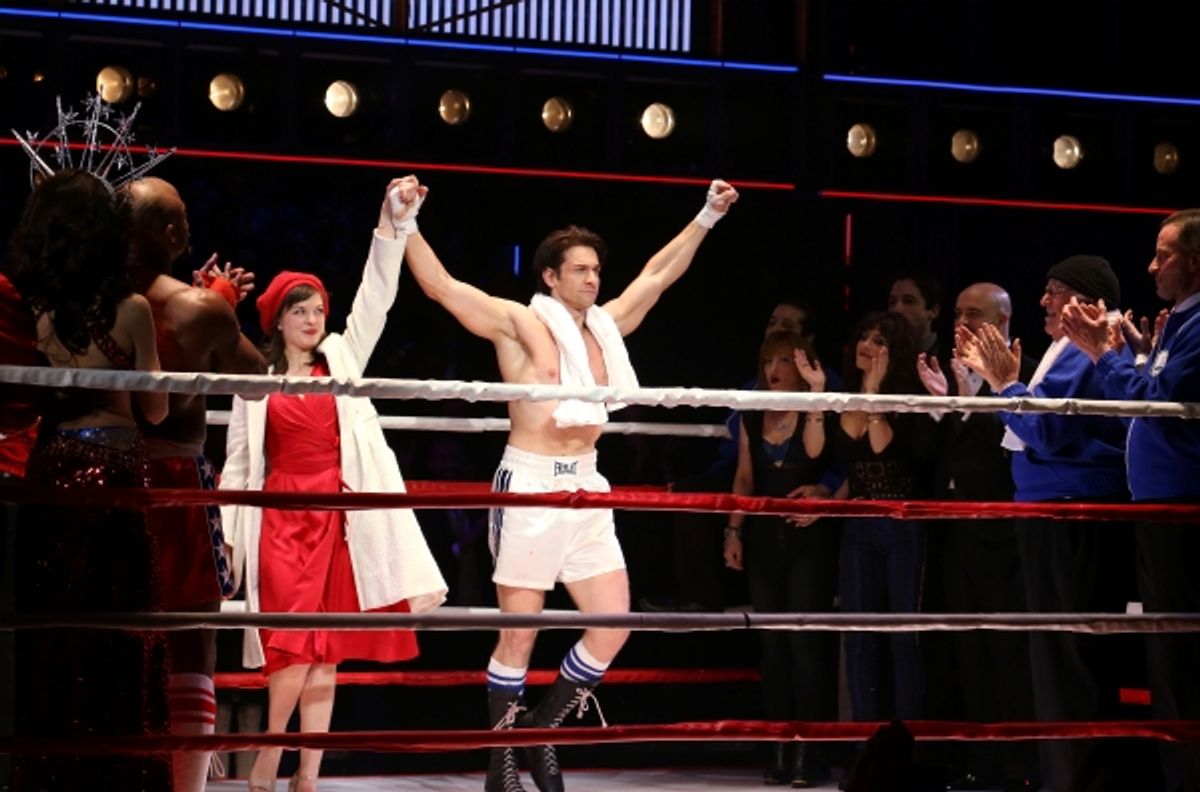 Margo Seibert and Andy Karl with cast  at 