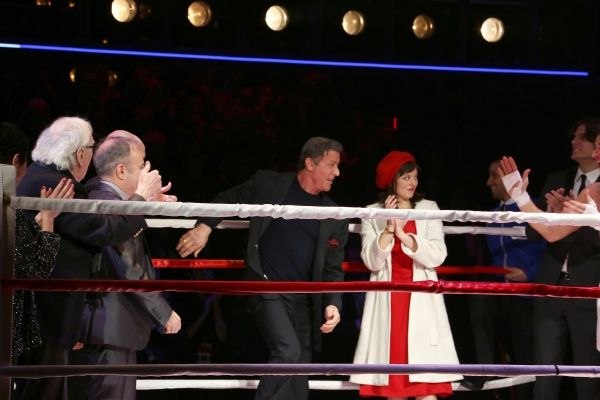Thomas Meehan, Stephen Flaherty, Lynn Ahrens, Sylvester Stallone, Margo Seibert and A Photo