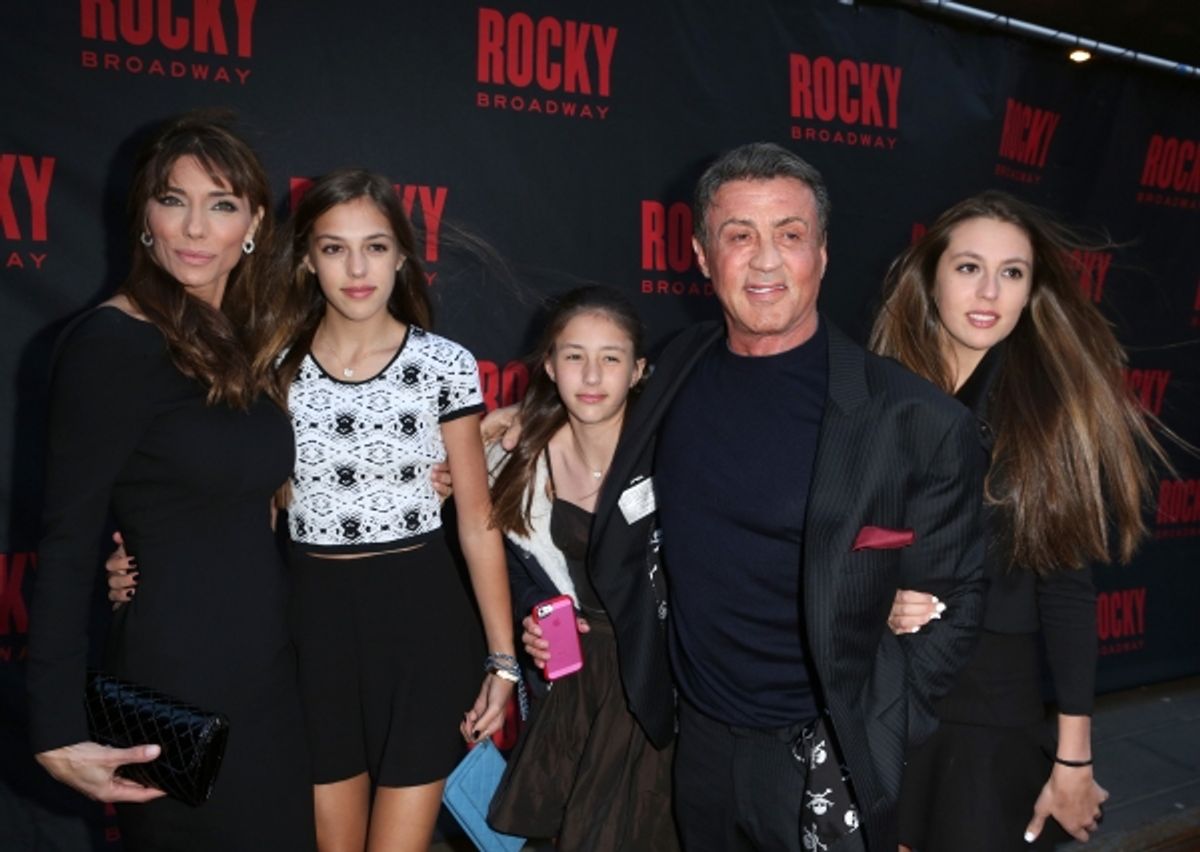 Jennifer Flavin and Sylvester Stallone with family  at 