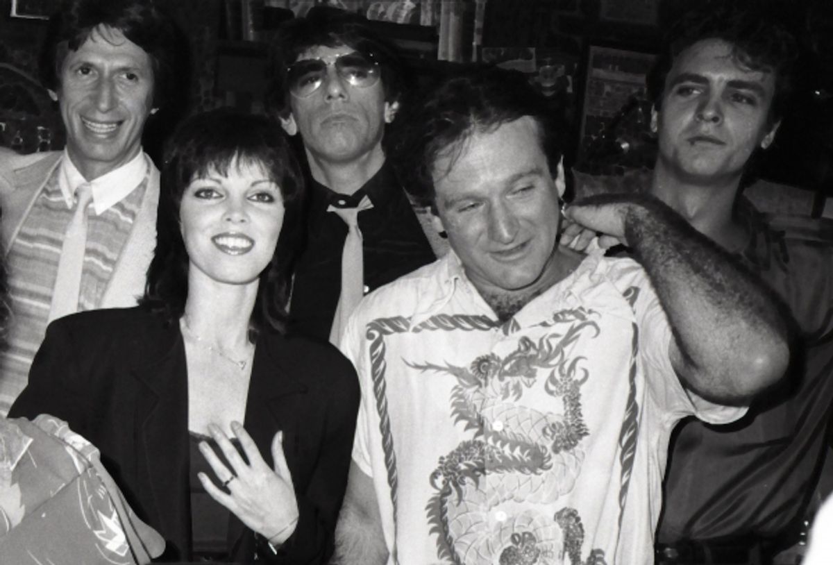 David Brenner, Richard Belzer, Pat Benatar, Robin Williams and Neil Giraldo on August 17, 1982 in New York City. at 