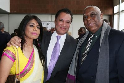 Ricardo Khan and fiancee with Woodie King Jr.  Photo