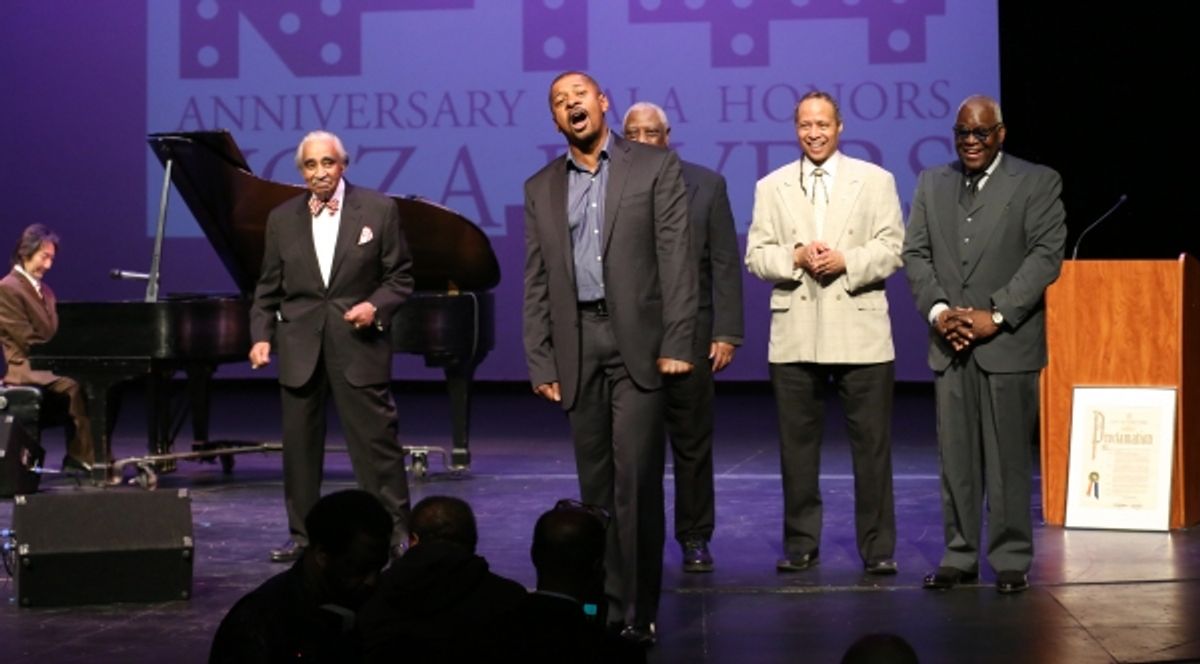 Charles Rangel, Robert Townsend, Woodie King Jr., Jamal Joseph and Voza Rivers at 