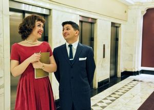 Elizabeth Telford as Rosemary and Tyler Ravelson as J. Pierrepont Finch Photo