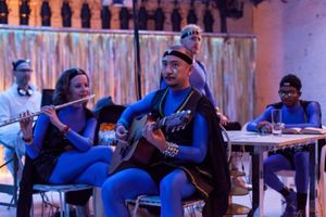 Jesse Freedman (sound tech, rear), Mary Rasmussen, Don Castro, James Tigger! Ferguson and J.H. Smith III @ BroadwayWorld Jesse Freedman (sound tech, rear), Mary Rasmussen, Don Castro, James Tigger! Ferguson Photo