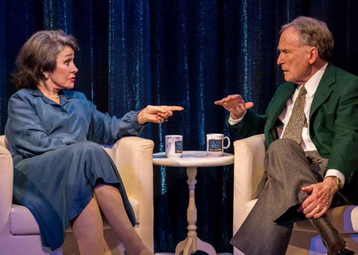 Marcia Rodd (Mary McCarthy) and Dick Cavett (as himself) in Brian Richard Mori''s HELLMAN v. McCARTHY at Abingdon Theatre Company (312 West 36th Street) through April 13.  at 