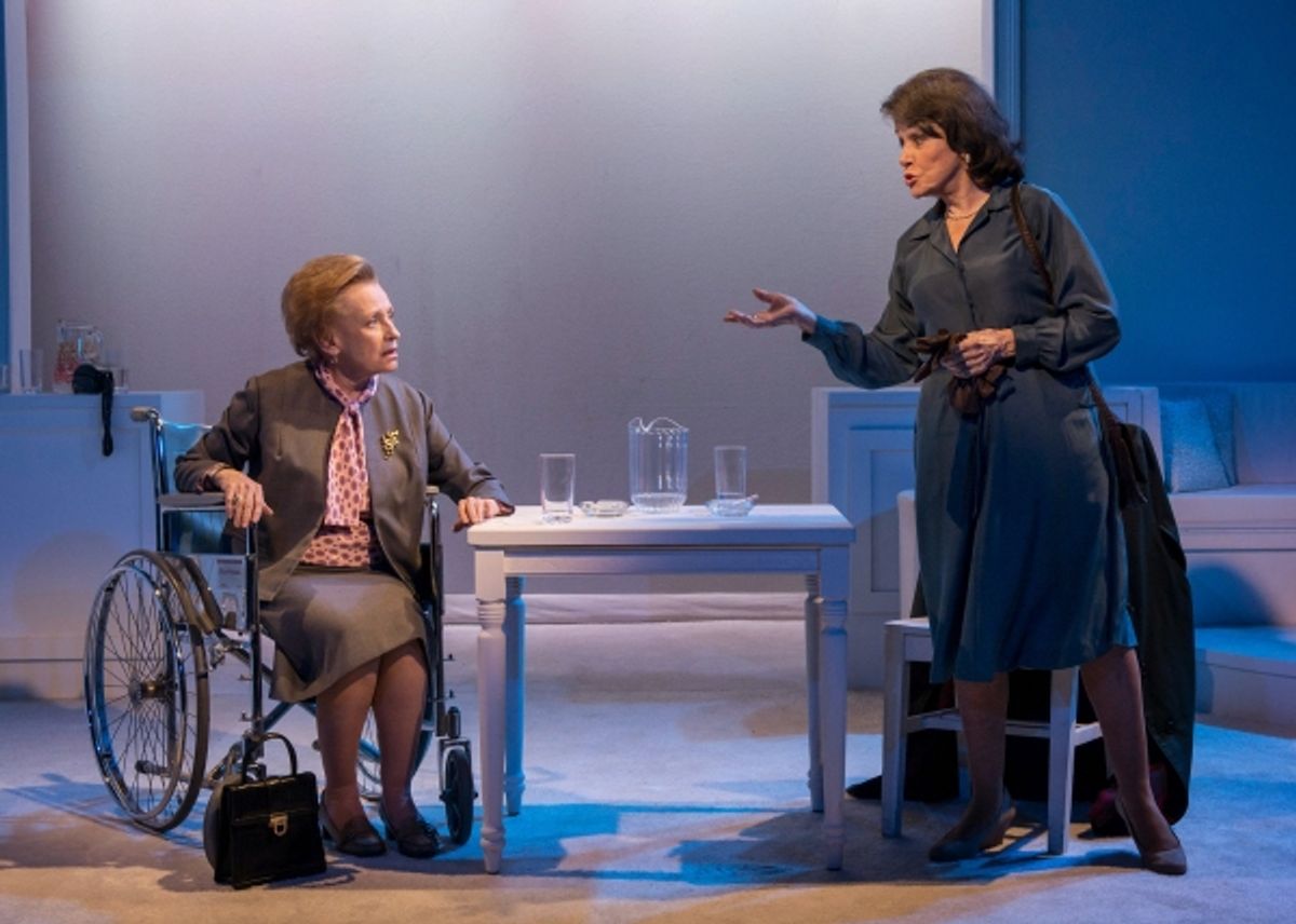 Roberta Maxwell (Lillian Hellman) and Marcia Rodd (Mary McCarthy) at 