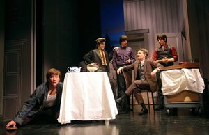David Wilson Barnes as Ben, James Barry as Pedro, Bryan Fenkart as Claude, James Lloyd Reynolds as Anton, and Lucas Papaelias as Balth @ BroadwayWorld David Wilson Barnes as Ben, James Barry as Pedro, Bryan Fenkart as Claude, James Lloy Photo