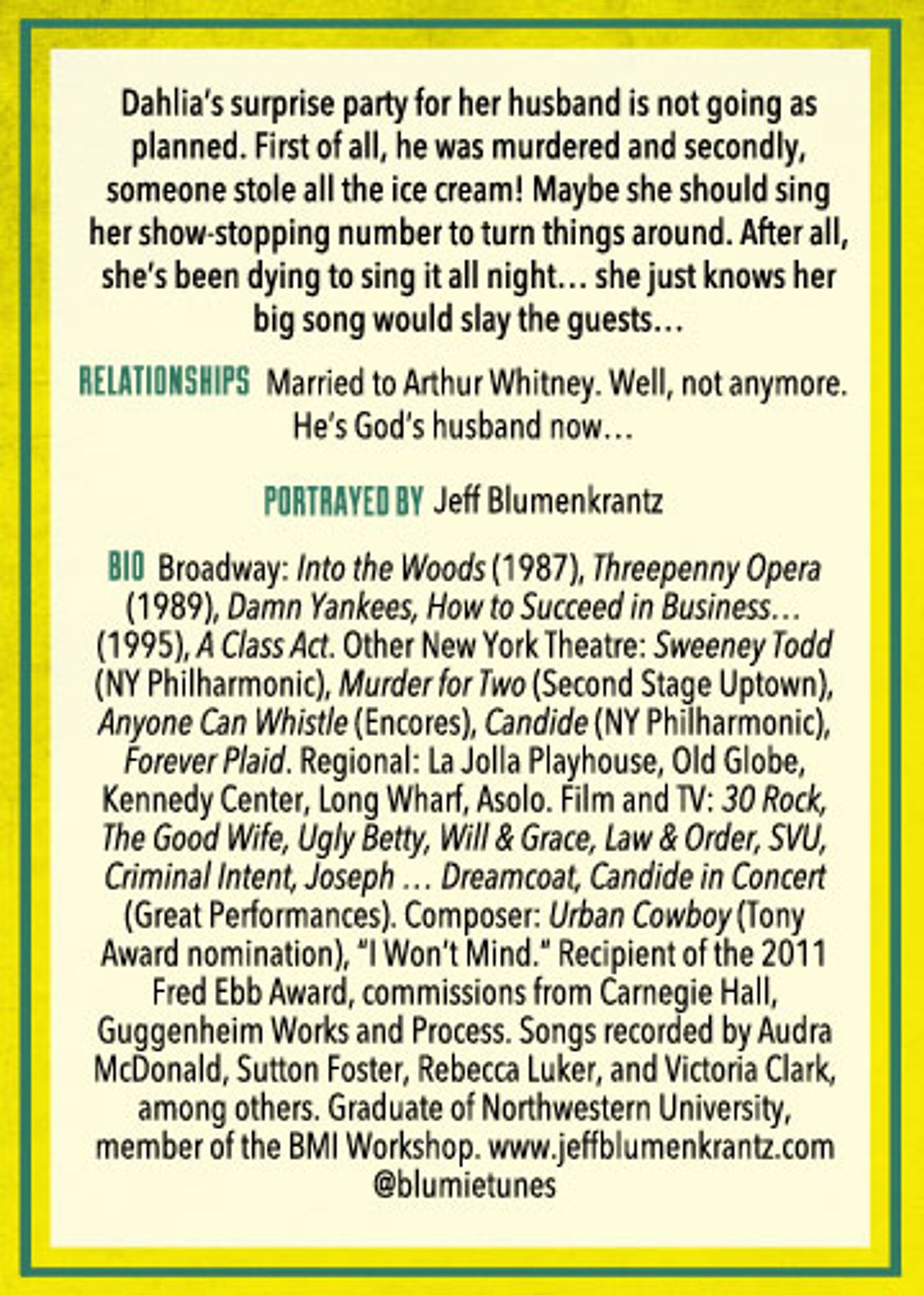 BWW Exclusive: Meet the Characters of MURDER FOR TWO- Dahlia  Image