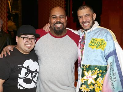 Don Darryl Rivera, James Monroe Iglehart and Dennis Stowe  Photo