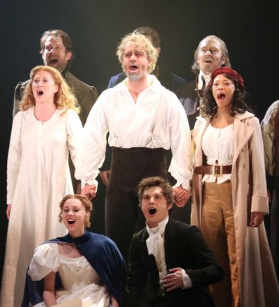 Samantha Hill,  Andy Mientus, Caissie Levy, Ramin Karimloo, Nikki M. James and Compan Photo