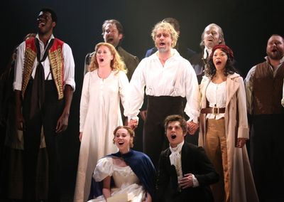 Samantha Hill,  Andy Mientus, Caissie Levy, Ramin Karimloo, Nikki M. James and Compan Photo
