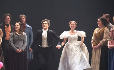 Andy Mientus and Samantha Hill with company  Photo