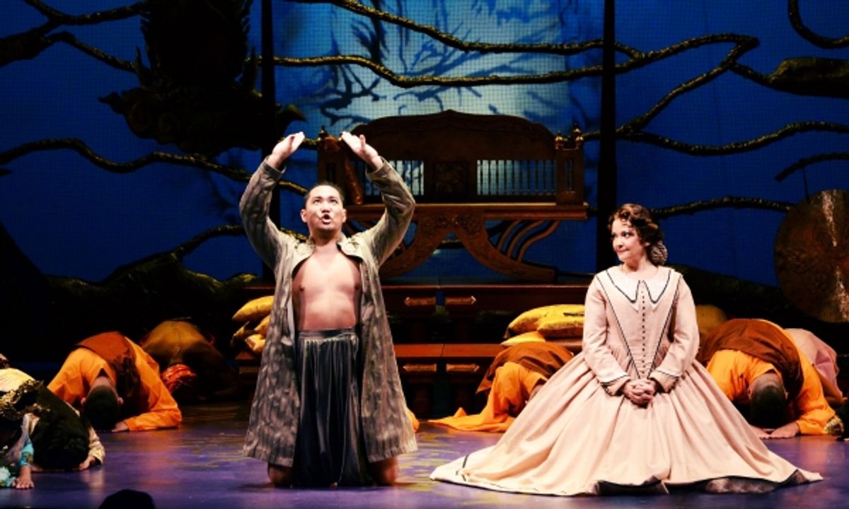 Wayne Hu (as the King of Siam), left, and Michele Ragusa (as British schoolteacher Anna Leonowens), right at 