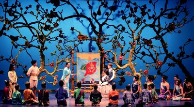 Christine Toy Johnson, as Lady Thiang, teaches students a lesson in geography  Photo