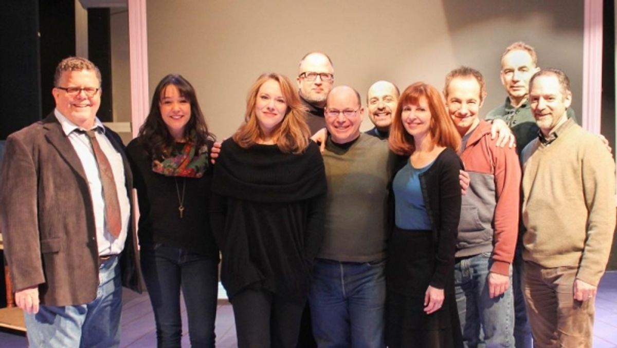 James Morgan (York Producing Artistic Director), Cameron Adams, Emily Skinner, Bob Richard, Stephen Cole, David Kran, Lynn Halliday, Jason Graae Andrew Levine (York Executive Director) and Lawrence Goldberg at 