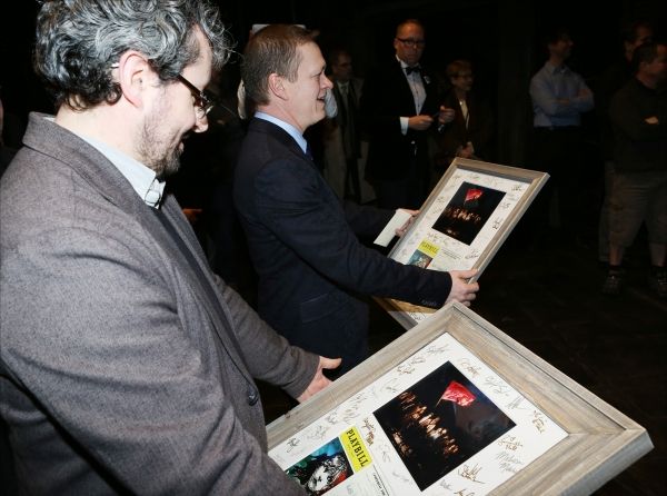 Director Laurence Connor and Director James Powell presented with gifts from the Comp Photo