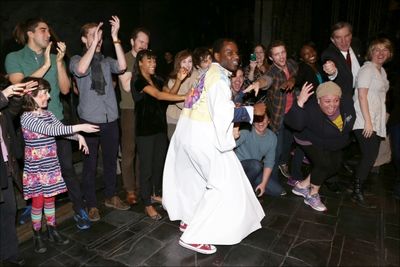 Arbender J. Robinson with Nikki M. James, Andy Mientus, Keala Settle and Company Photo