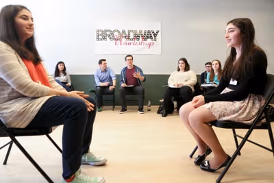 Broadway Workshop Students working with Jonathan Groff  Photo