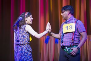 Carolyn Agan as Olive Ostrovsky and Vishal Vaidya as William Barfee @ BroadwayWorld Carolyn Agan as Olive Ostrovsky and Vishal Vaidya as William Barfee Photo