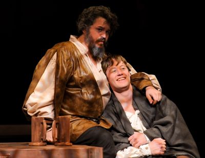 Matthew Lewis Johnson (Falstaff) and Justin McCombs (Prince Hal) Photo