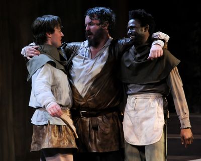 Justin McCombs (Prince Hal), Matthew Lewis Johnson (Falstaff), and Darnell Pierce Ben Photo
