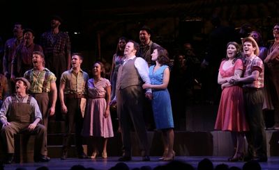 Shuler Hensley, Laura Benanti, Heidi Blickenstaff, Jay Armstrong Johnson and Company Photo