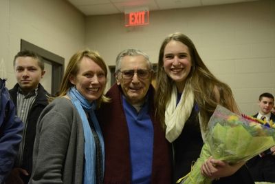 Director Jessica Spillane and Stage Manager Larissa Mark with Al Larson  Photo