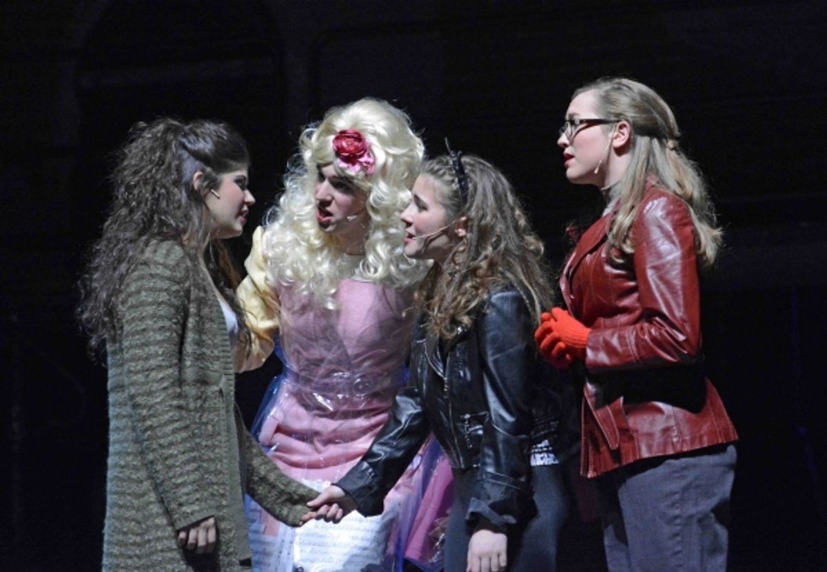 Mimi (Ava Gallo), Angel (Matt Buckwald), Maureen (Emily Ruchalski) and Joanne (Casey Walsh) during New Years at 