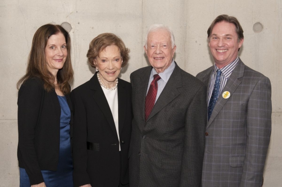 Cast member Hallie Foote (as Rosalynn Carter), Rosalynn Carter, President Jimmy Carter and cast member Richard Thomas (as Jimmy Carter) at 