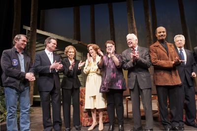 President Jimmy Carter and Rosalynn Carter join the company of CAMP DAVID onstage for Photo