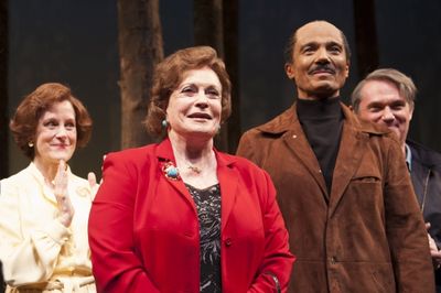 Mrs. Jehan Sadat (widow of Anwar Sadat) and cast member Khaled Nabawy (as Anwar Sadat Photo