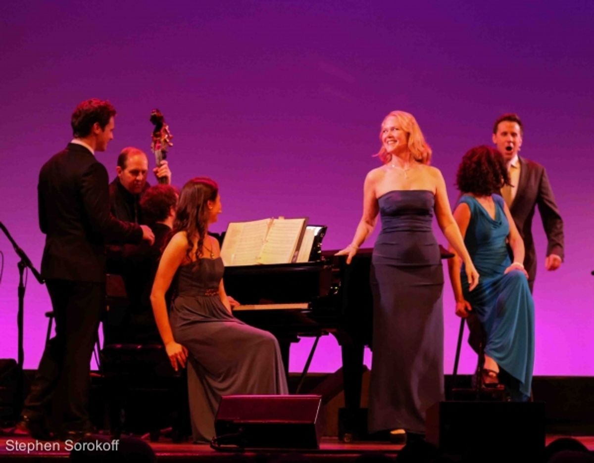 Lewis Cleale, Phillipa Soo, Rebecca Luker, Mandy Gonzalez, Jonathan Groff at 