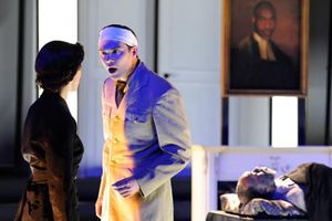 Mattie Hawkinson (Lavinia Mannon), Josh Carpenter (Orin Mannon), and Robert Jason Jac Photo