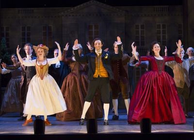 Betsy Hogg, Adam Green, and Maggie Lacey, with members of the company Photo
