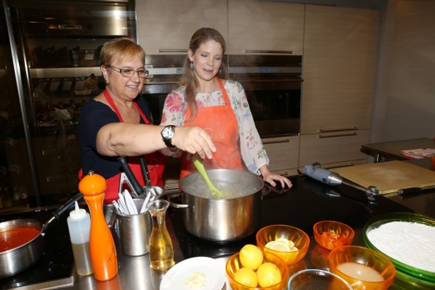 Photo Coverage: Chef Lidia Bastianich Cooks with BRIDGES OF MADISON COUNTY's Kelli O'Hara at Eataly  Image