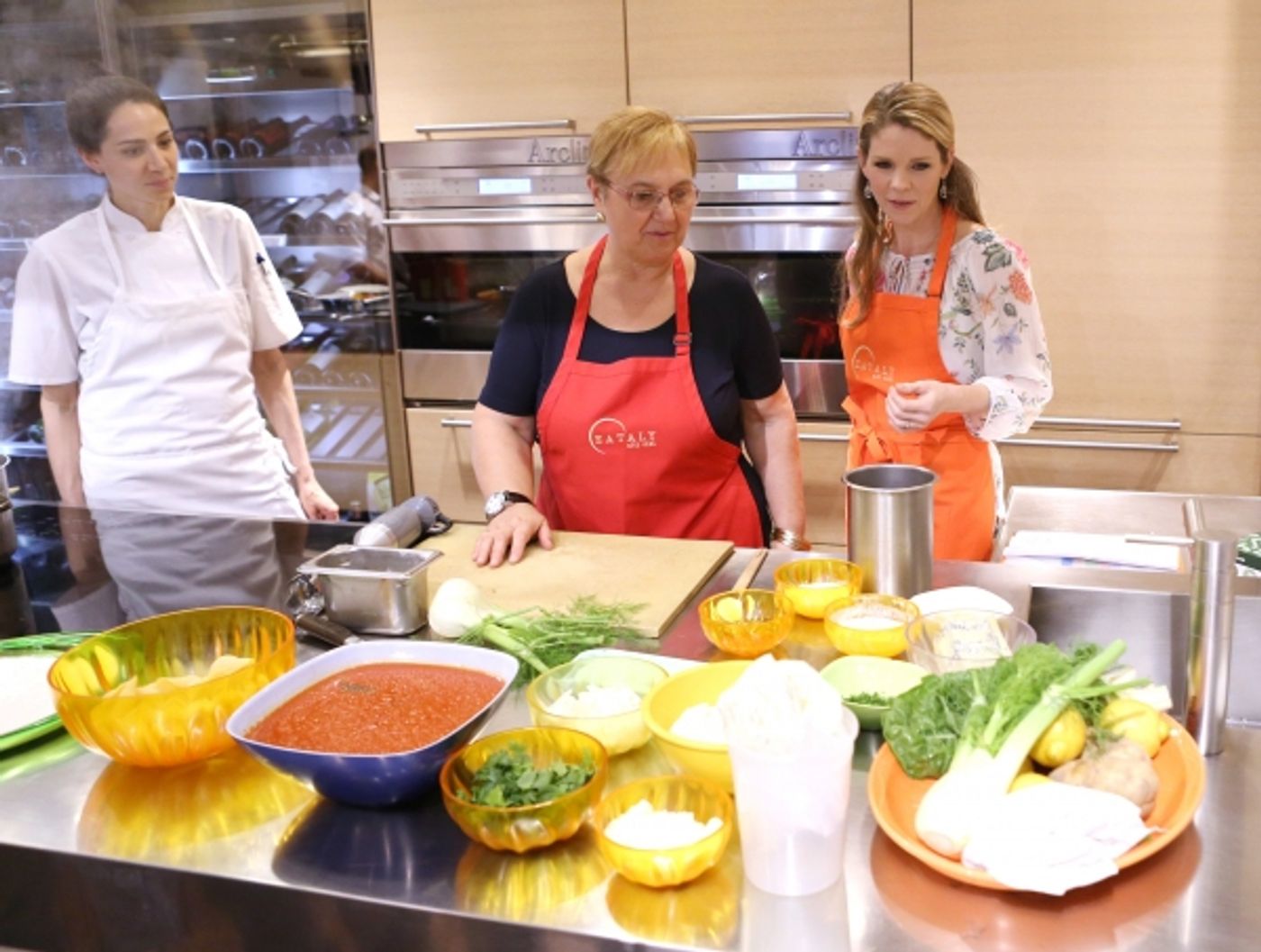 Photo Coverage: Chef Lidia Bastianich Cooks with BRIDGES OF MADISON COUNTY's Kelli O'Hara at Eataly  Image