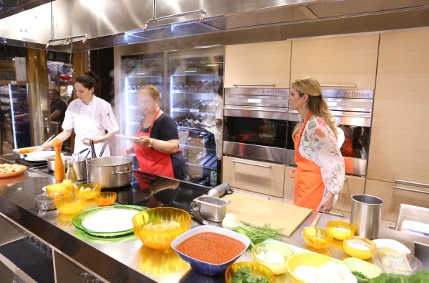 Photo Coverage: Chef Lidia Bastianich Cooks with BRIDGES OF MADISON COUNTY's Kelli O'Hara at Eataly  Image