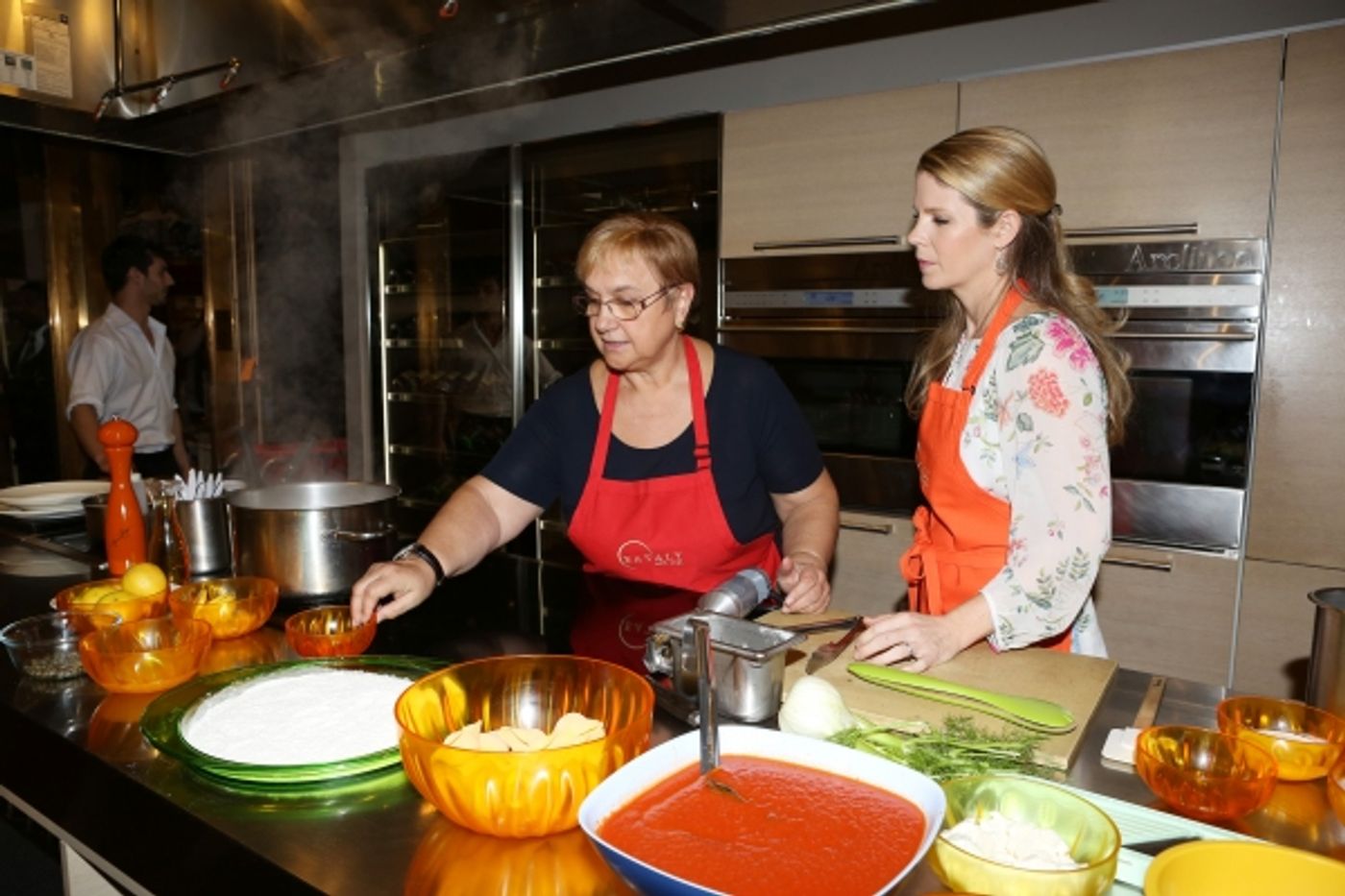 Photo Coverage: Chef Lidia Bastianich Cooks with BRIDGES OF MADISON COUNTY's Kelli O'Hara at Eataly  Image