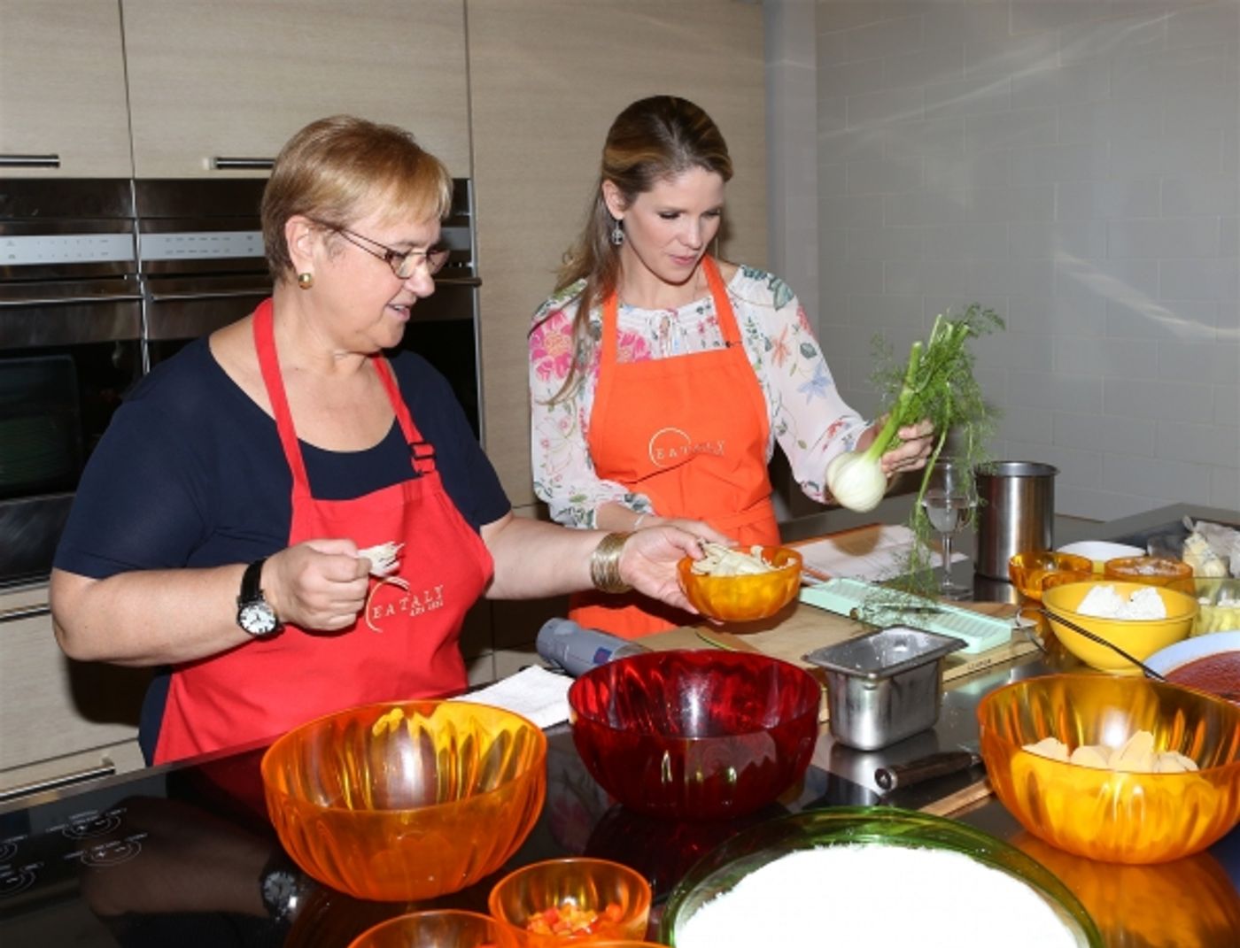 Photo Coverage: Chef Lidia Bastianich Cooks with BRIDGES OF MADISON COUNTY's Kelli O'Hara at Eataly  Image