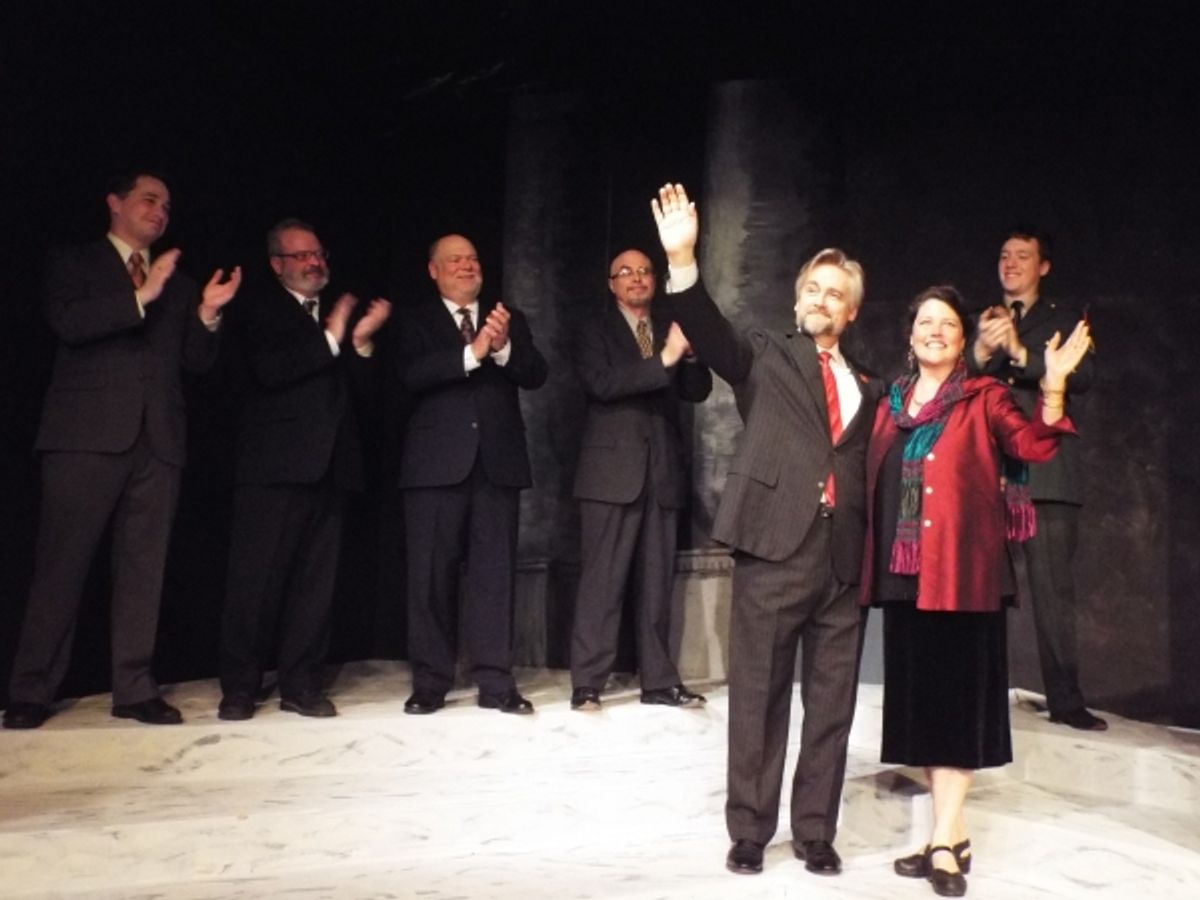 Front: George Hartpence and Carol Thompson.  Back, Left to right:  Greg Davis, Matthew Cassidy, John Pinto, Jim Ludovici, and John Bergeron at 