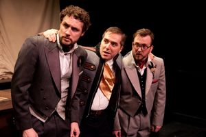 Nick Lake as Rosencrantz, Brendan Hutt as Hamlet and Tom McGrath as Guildenstern @ BroadwayWorld Nick Lake as Rosencrantz, Brendan Hutt as Hamlet and Tom McGrath as Guildenstern Photo