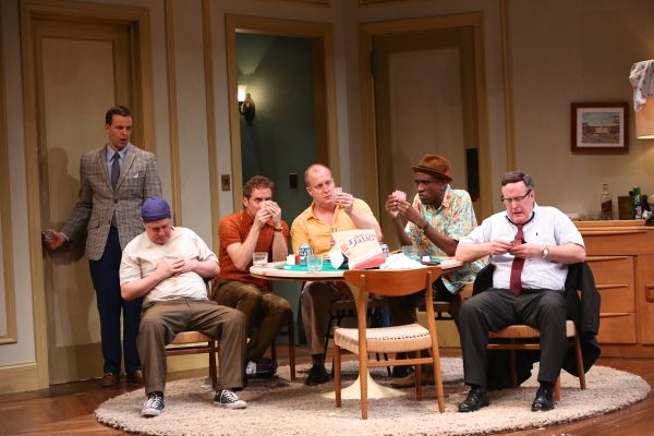 Noah Racey as Felix, seated L to R: Michael McGrath, Drew Hirshfield, Patrick Noonan, Photo