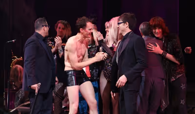 Director Michael Mayer, Neil Patrick Harris, Lena Hall, Stephen Trask and band  Photo