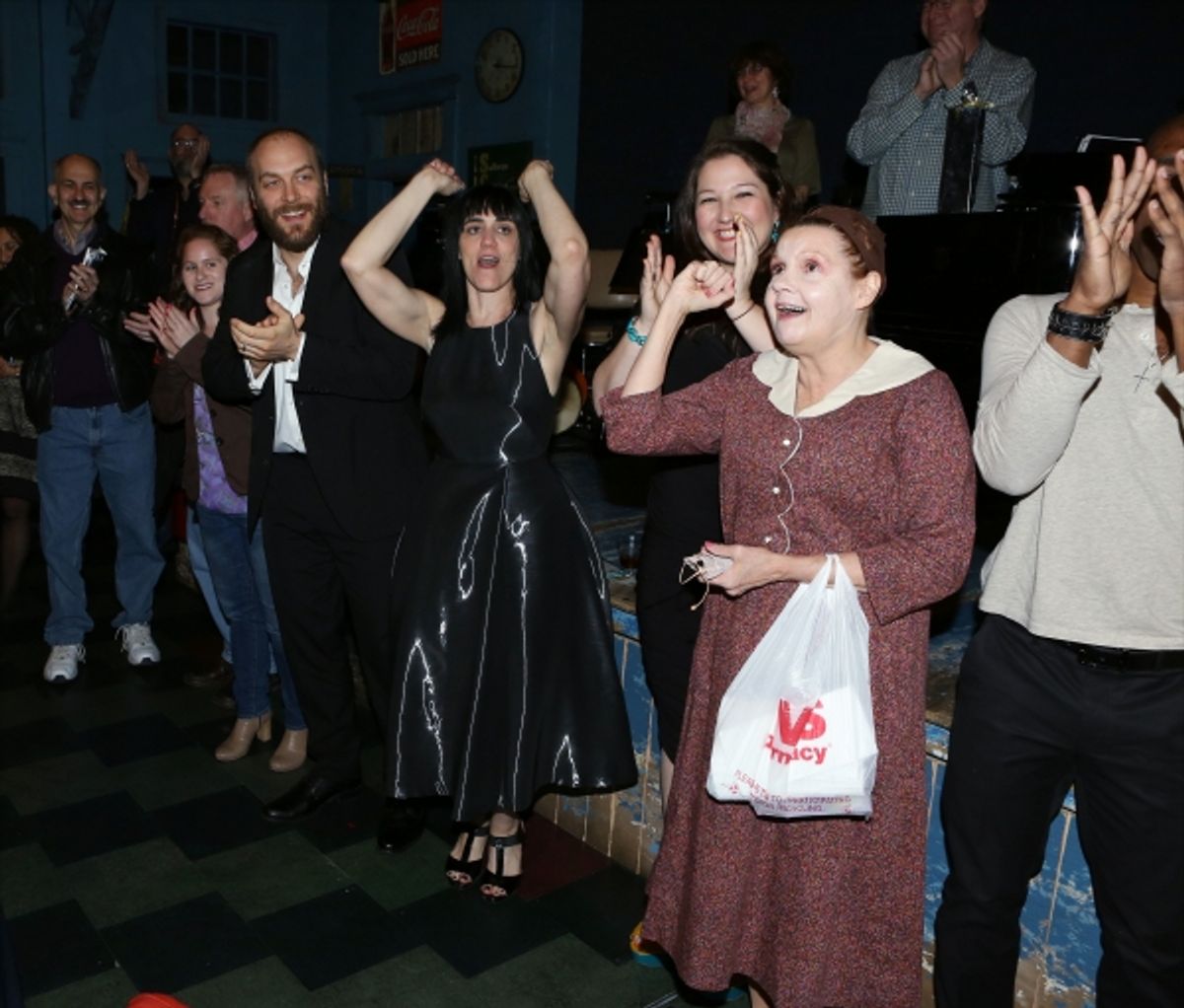 Alexander Gemignani, Leigh Silverman and Annie Golden with cast at 