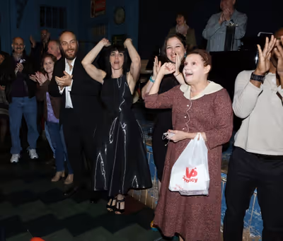 Alexander Gemignani, Leigh Silverman and Annie Golden with cast Photo