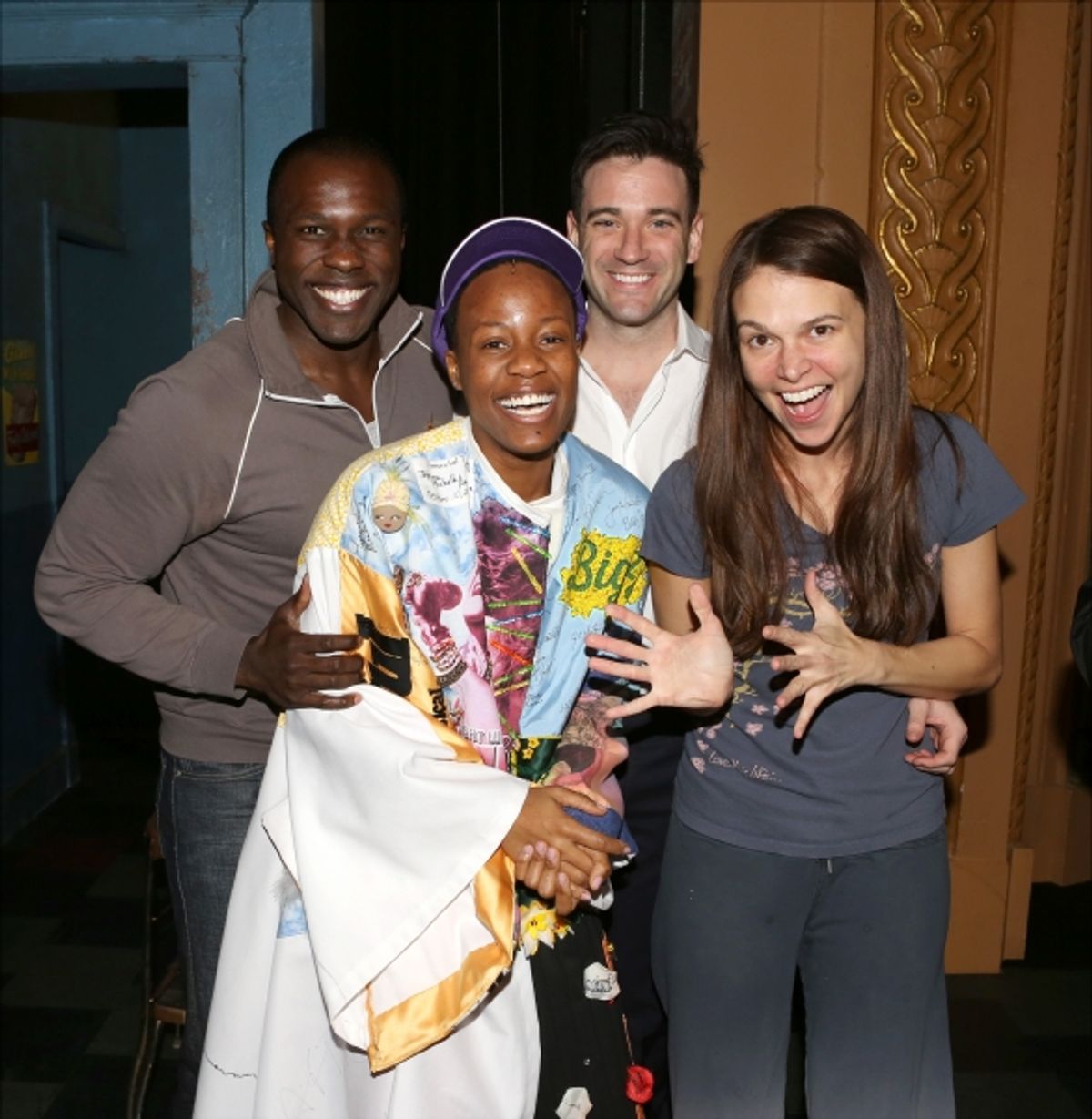 Anastacia McCleskey with Joshua Henry, Colin Donnell and Sutton Foster at 